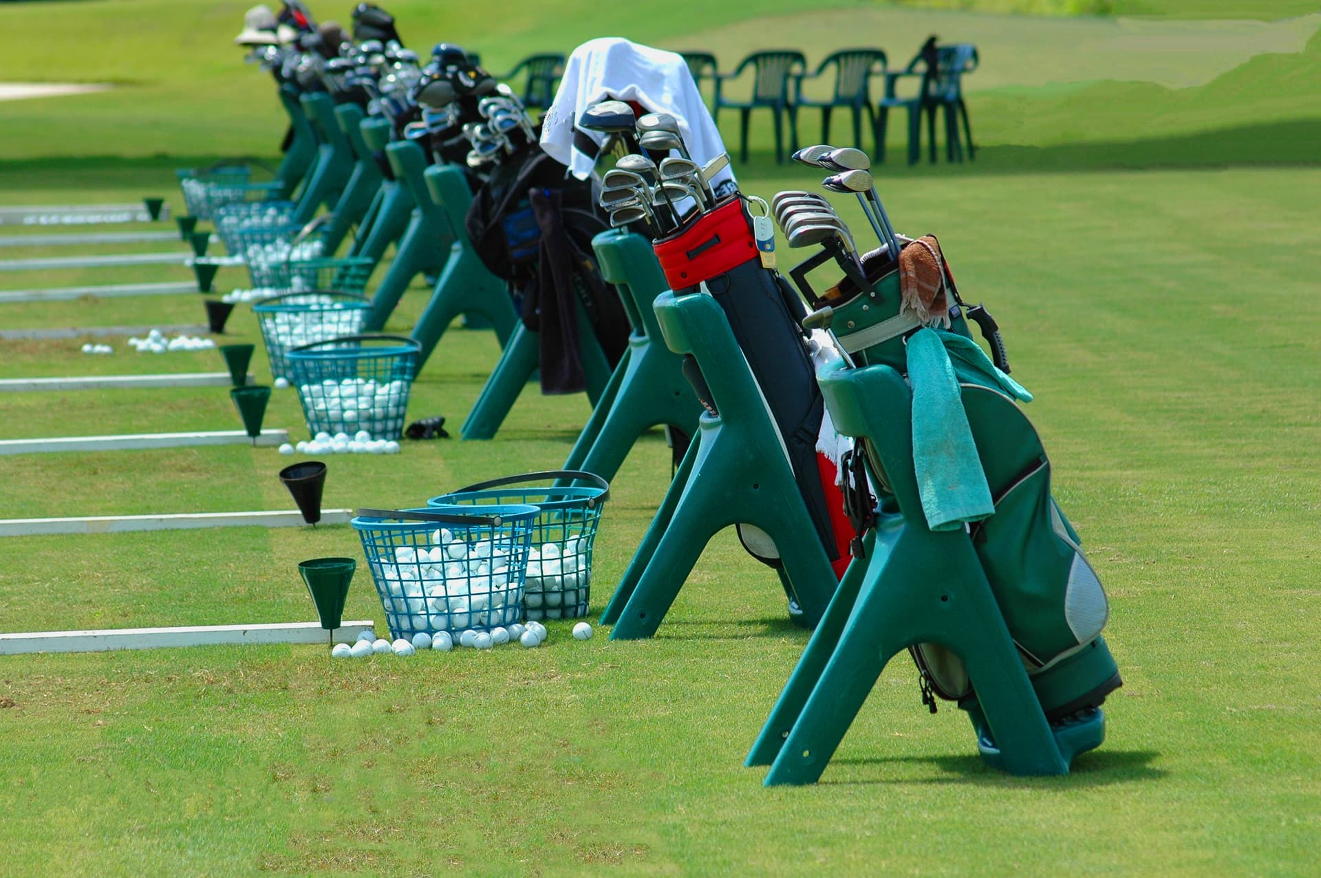 Golf bags ready for a tournament